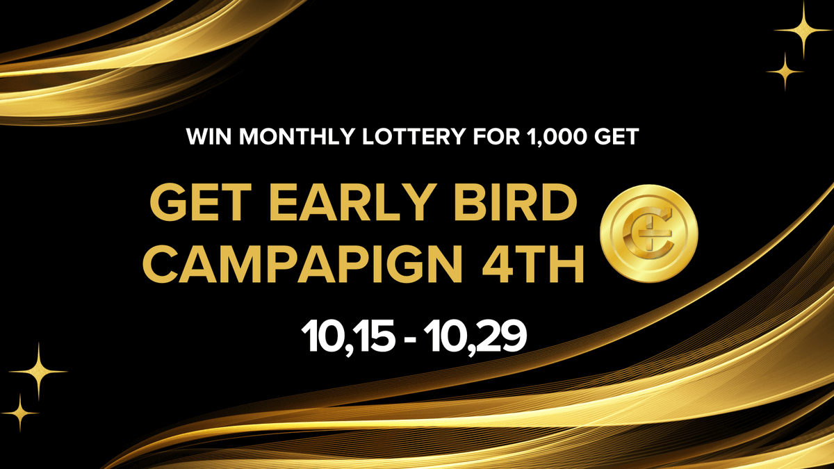 GET_E_inc_JP's tweet photo. 🎉【第4回 GET Early Birdキャンペーン開催！】
GEB NFTと1,000 GET、両方当たるかも！？
今すぐチャンスをつかもう🔥

キャンペーン概要

✨抽選で5名様に「GEB NFT」をプレゼント
✨さらに「GEB NFT」保有者の中から5名様に1,000 GET進呈！

✅【参加方法（3ステップ）】
① GET Walletを作成
➡️ https://t.co/vrDCMCpQSX
② GET公式Xアカウントをフォロー（日本語・英語両方）
日本：https://t.co/KZua3dZjmJ
海外：https://t.co/8k8lwrQEUX
③ 当キャンペーン投稿をリポスト(引用リポストで当選率アップ⤴️)

上記の3点をすべて満たした上で、応募フォームより申請いただくだけ！
※前回のGET Early Birdキャンペーンで申請いただいた方も、開催回ごとに申請が必要です。

✨応募フォームはこちら：
➡️https://t.co/HR2crOehMQ

📅応募期間：10/15(水)～10/29(水) 23:59（JST）

※すでにWalletを作成済みの方も応募OK！
その他、詳細な情報はこちらのURLにて👇
https://t.co/bGb7L7561s