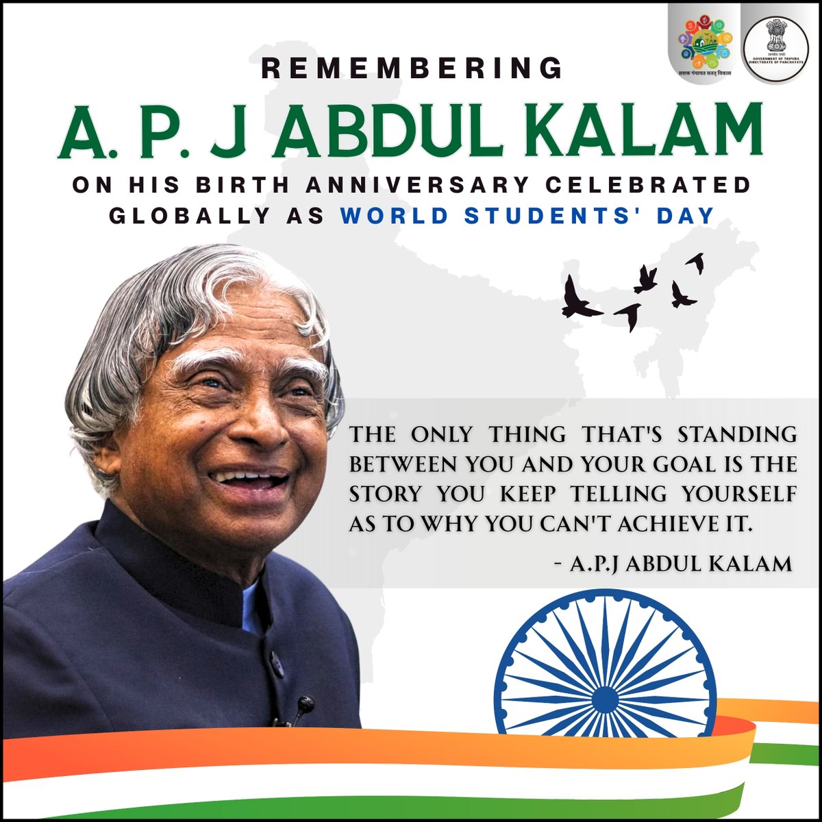Remembering the 'Missile Man of India' who served as the 11th "Peoples' President" of India from 2002 to 2007 - APJ Abdul Kalam.