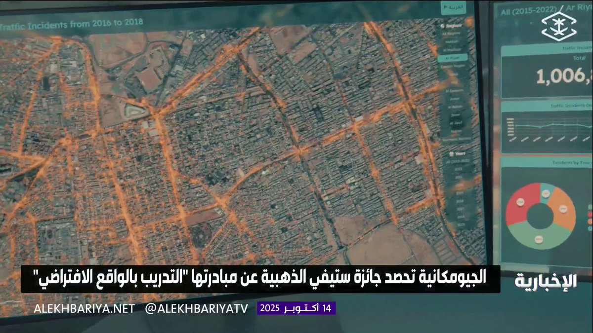 الجيومكانية تحصد جائزة ستيفي الذهبية عن مبادرتها "التدريب بالواقع الافتراضي" #الإخبارية 