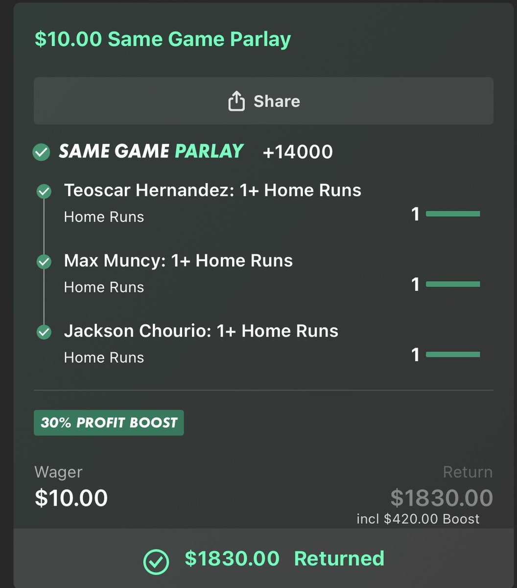 iiFigure's tweet photo. @MLBHR deadass the greatest night of my gambling life https://t.co/YoLxNmHOZW