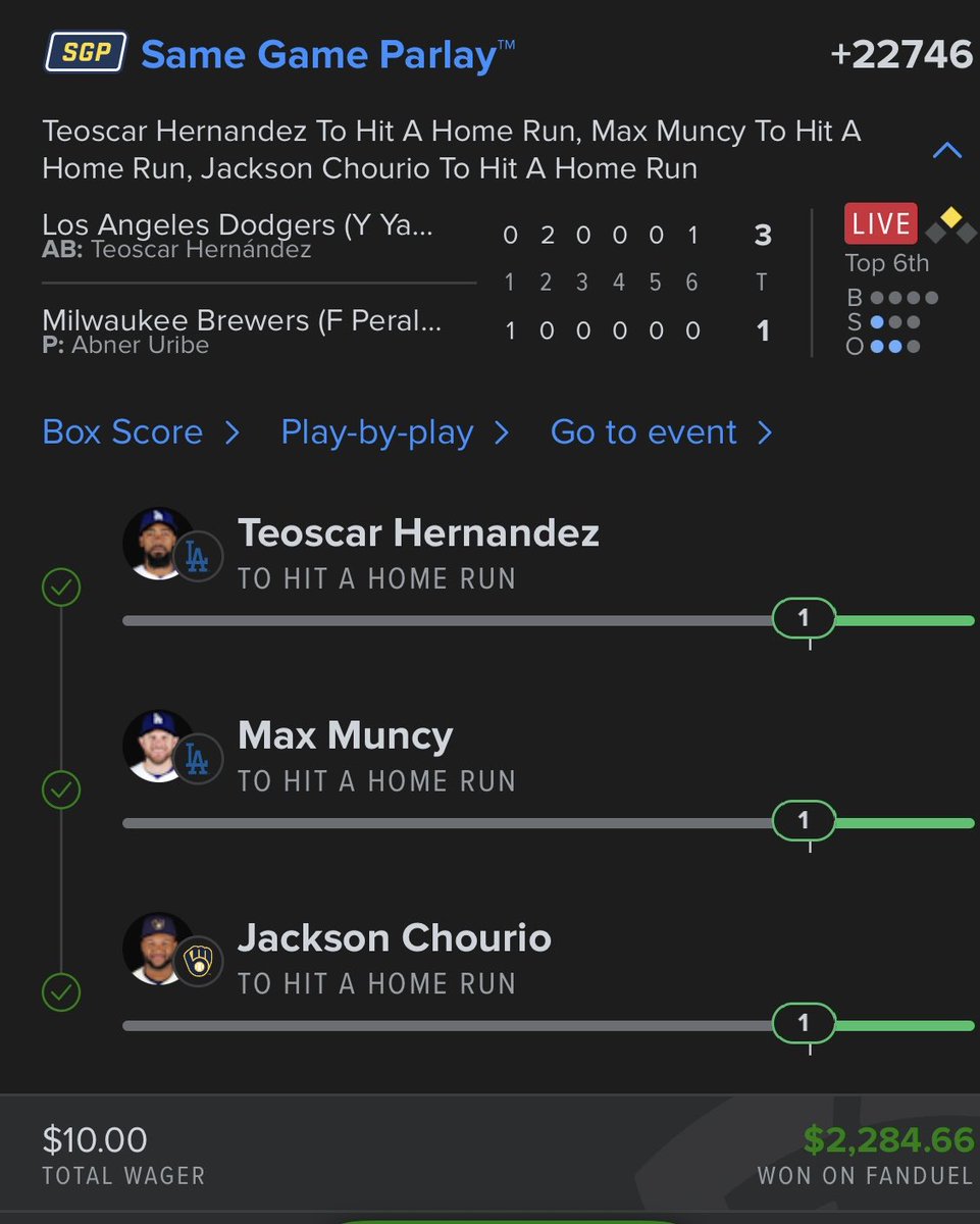 iiFigure's tweet photo. @MLBHR deadass the greatest night of my gambling life https://t.co/YoLxNmHOZW
