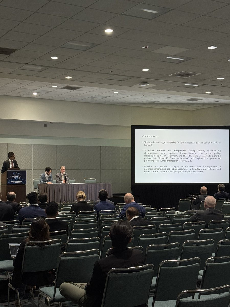 Another great talk by <a href="/SuchetTaori/">Suchet Taori</a> describing the <a href="/PittNeurosurg/">Pitt Neurosurgery</a> experience with SRS for spinal metastases in one of the largest 20-year cohorts to date! #CNS2025 <a href="/CNS_Update/">CNS</a> 

<a href="/PittCIGNS/">Pitt Center for Image-Guided Neurosurgery</a> <a href="/PittTweet/">University of Pittsburgh</a> <a href="/PittHealthSci/">Pitt Health Sciences</a> <a href="/pitt_pstp/">Pitt Med PSTP</a>