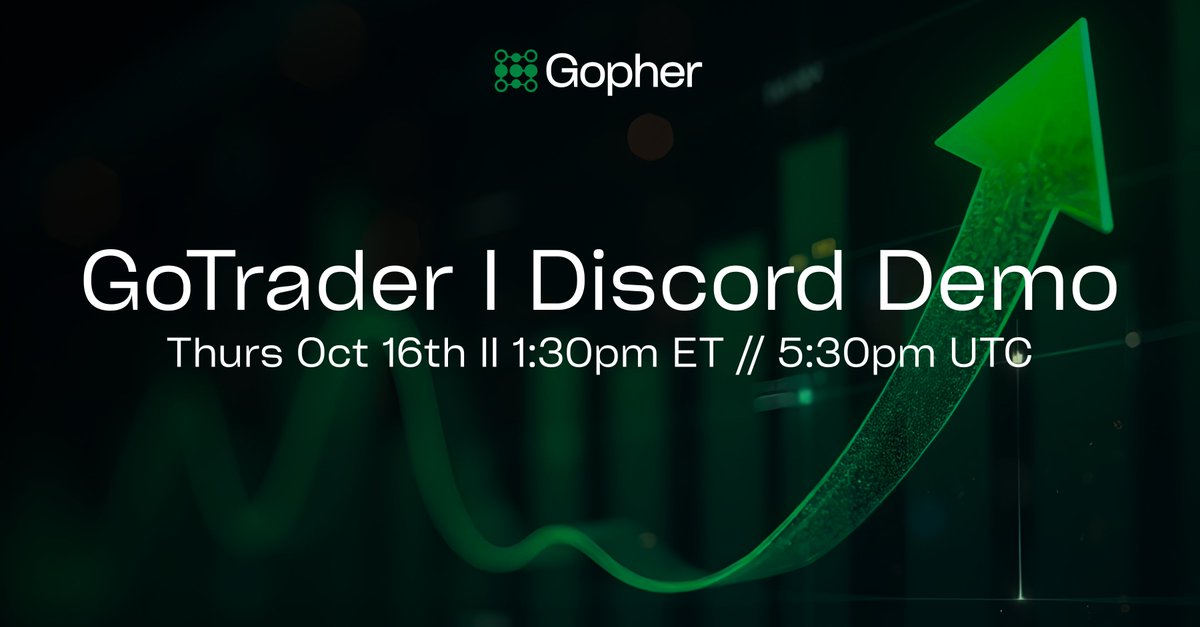 gopher_ai's tweet image. Wanna trade like a PRO? 📈
🎥Join our LIVE GoTrader Demo broadcast
You’ll learn:
💬 How to use our conversational AI
🔥 Discover hot trades
🎯 Get entry + exit signals
+ more
📍 Where: In Discord w/ the Gopher Team
🗓️ When: Thurs, Oct 16 I 1:30PM ET / 5:30PM UTC
⚡ Powered by…