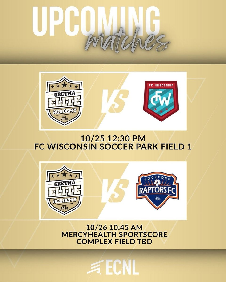 This weekend off and then we head to Wisconsin and Illinois! <a href="/GEA_ECNL/">Gretna Elite Academy ECNL</a> <a href="/GretnaEliteAcad/">Gretna Elite Academy</a> <a href="/ECNLgirls/">ECNL Girls</a> #BeElite