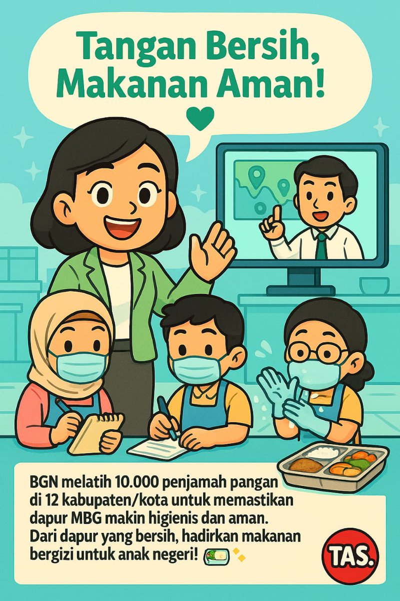 Dari dapur yang bersih, lahir generasi sehat, BGN melatih ribuan penjamah pangan agar makanan MBG terjamin higienis dan bergizi. Karena anak bangsa pantas dapat yang terbaik! #LanjutkanMBG
. 
Na PD Gubernur Aremania Kepsek #엔하이픈_희승 #LaVozArgentina