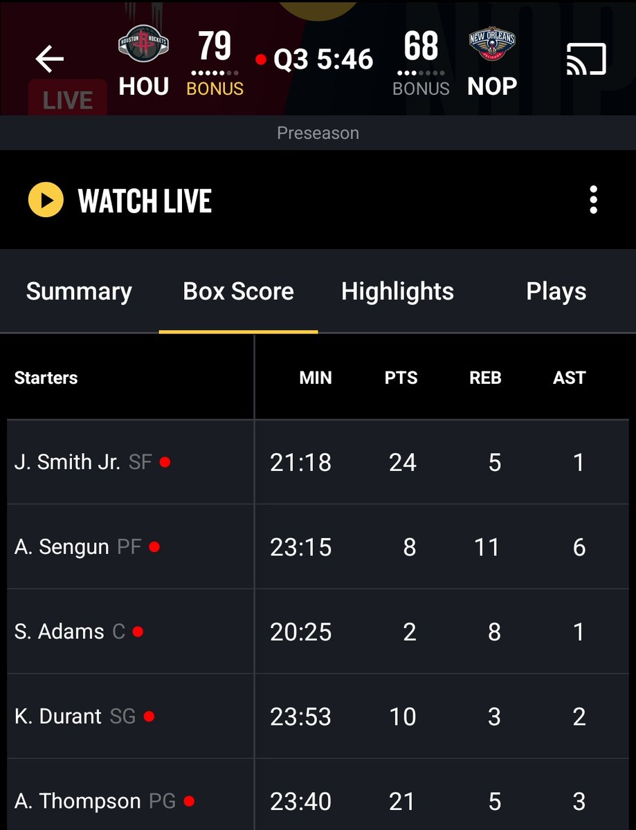 We should see a pg amen and sg kd now