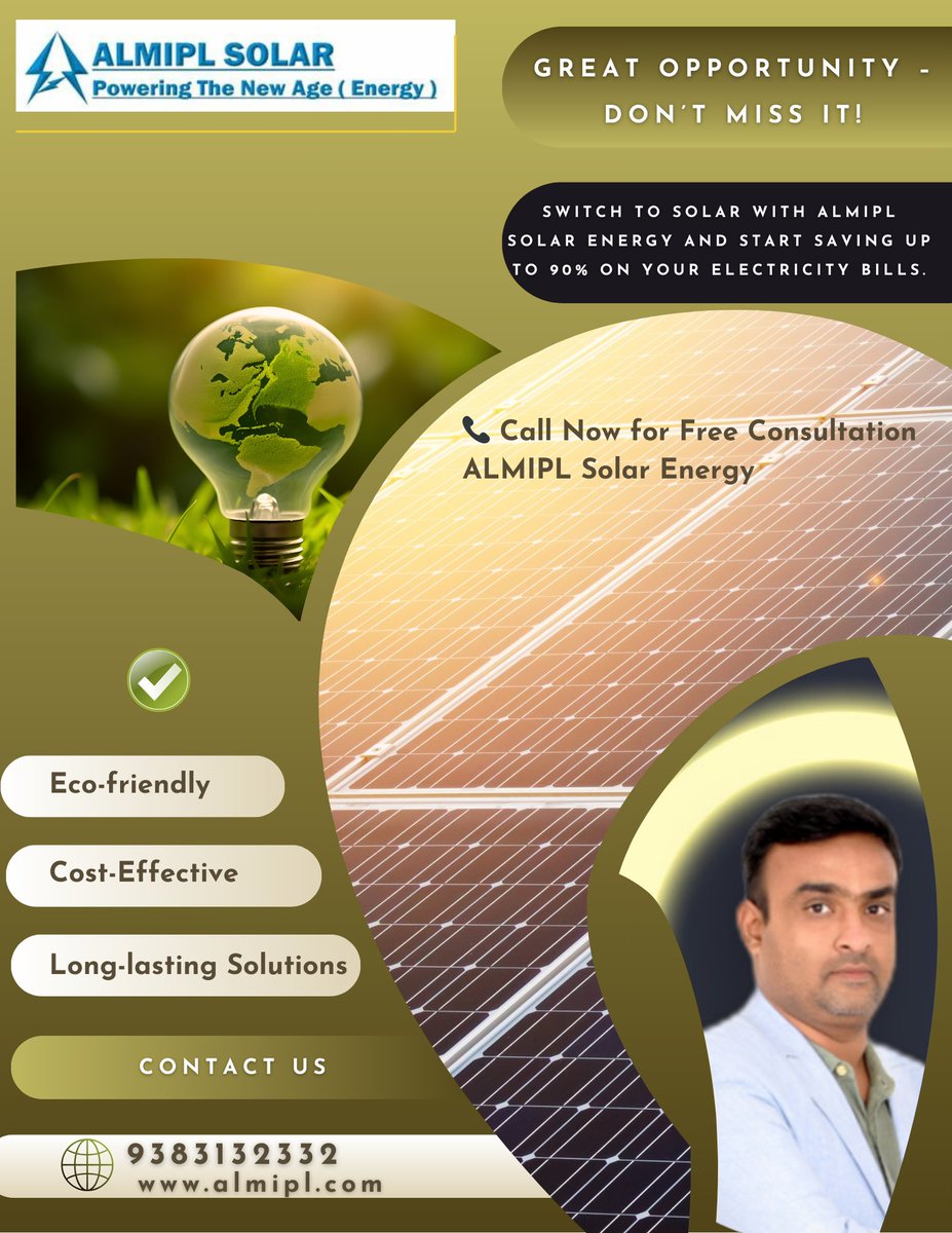 mubarak20021979's tweet photo. Are you ready to make a sustainable choice for your home or business? With ALMI Solar Panels.

#SolarPanel #RenewableEnergy #CleanEnergy #SustainableLiving #GreenBusiness #EcoFriendly #SolarPower https://t.co/50UBHLYM8v