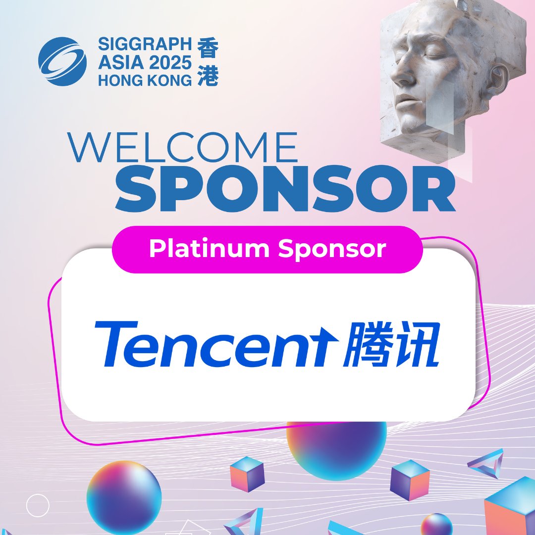 SIGGRAPHAsia's tweet image. 🎉 Welcome to our Platinum Sponsor @TencentGlobal! 
Driving breakthroughs in AI, gaming, and immersive digital experiences. 🌐✨
See their innovations at #SIGGRAPHAsia2025.
🎟️ Get tickets 👉 bit.ly/sa25reg
#Tencent #AI #Gaming #DigitalInnovation #ImmersiveTech