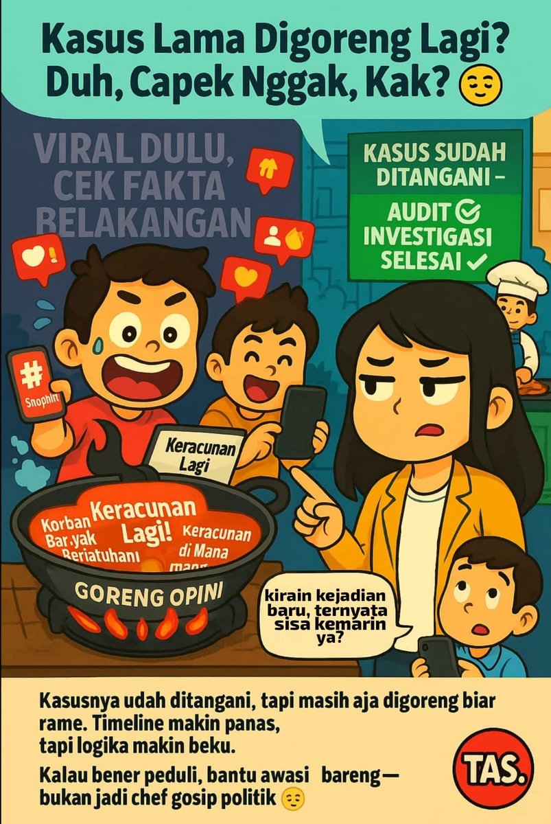 Kasusnya udah ditangani, audit dan investigasi selesai, tapi masih aja digoreng biar rame Kalau bener peduli, bantu awasi bukan nyebar gosip politik #LanjutkanMBG
. 
Na PD Gubernur Aremania Kepsek #엔하이픈_희승 #LaVozArgentina