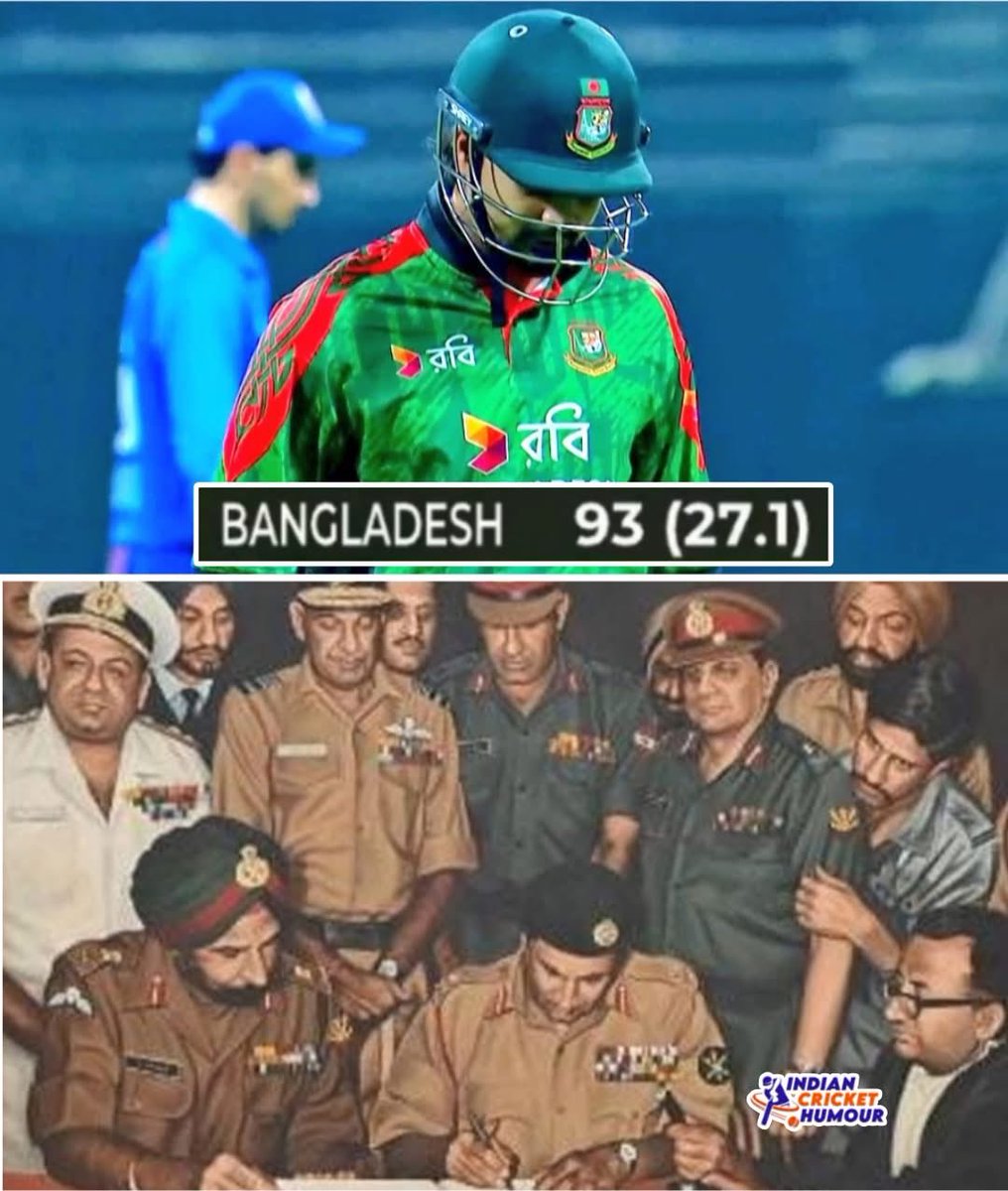Bangladesh all out on 93 runs to give tribute to surrender of 93k aand forces