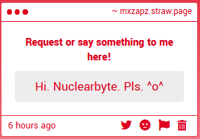 MxZapz's tweet image. "Hi. Nuclearbyte. Pls. ^o^" -&amp;gt; hi chase #nuclearbyte #maymadness2012
mxzapz.straw.page