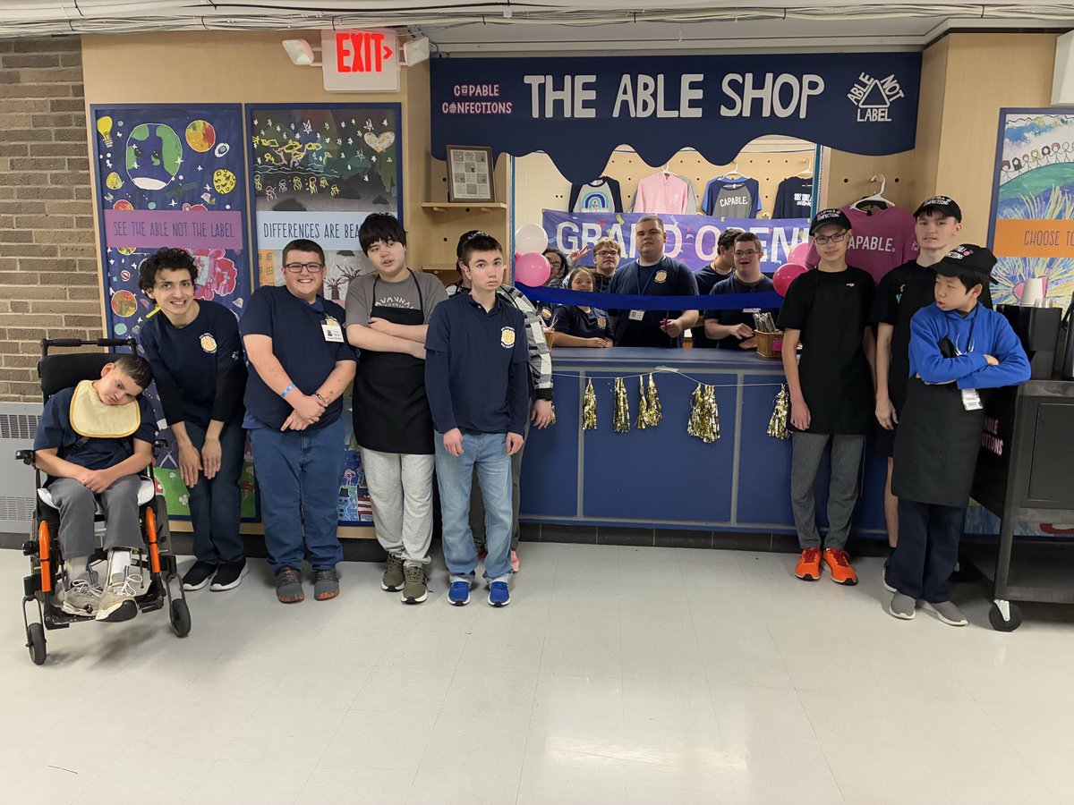 AbleNotLabel's tweet image. We celebrated the Grand Re-Opening of the ABLE Shop after a full renovation. Last school year, our amazing CBI students partnered with RGI Creative to give the ABLE Shop a fresh new look! Huge thank you to RGI Creative for supporting this incredible project! 🙌