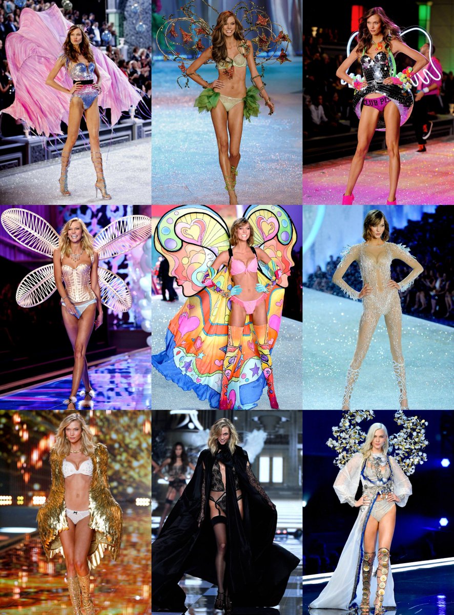 karlie kloss at the victoria's secret fashion show through the years