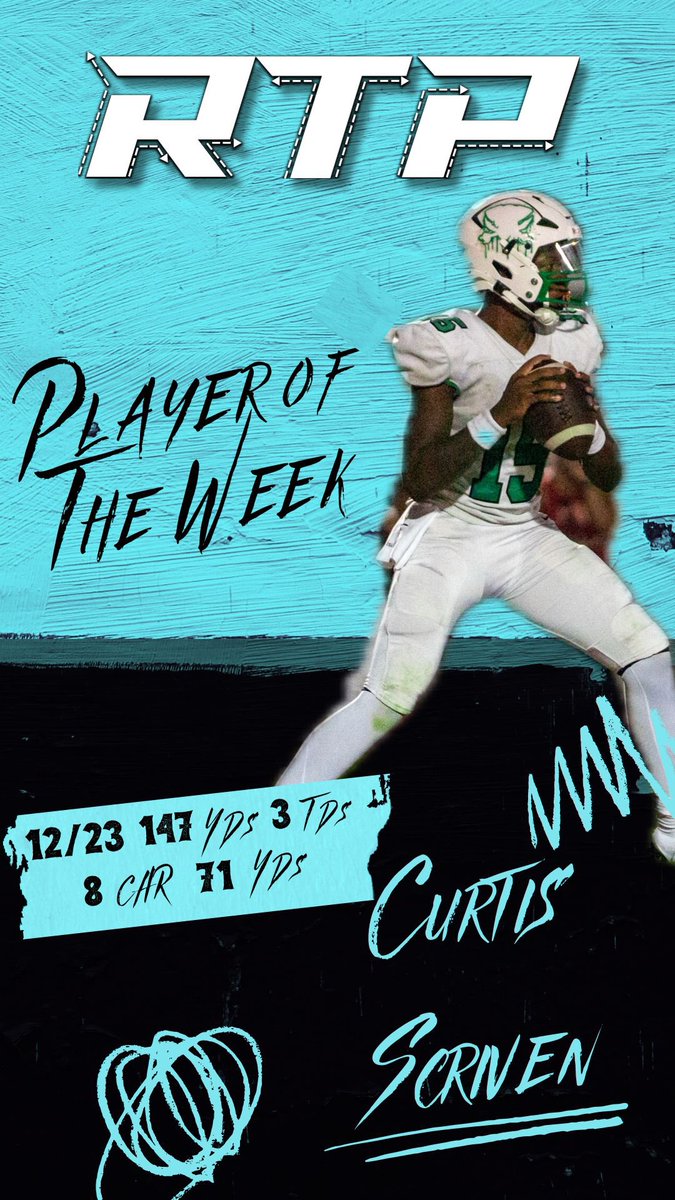 RouteTreePerf's tweet image. Congratulations to Week 8 Player of the Week: @Curtisisthegoat

The Buccaneer signal caller put up an impressive performance last Friday night as he amounted over 200+ total yards. In and out of the pocket, Curtis is a bad man!