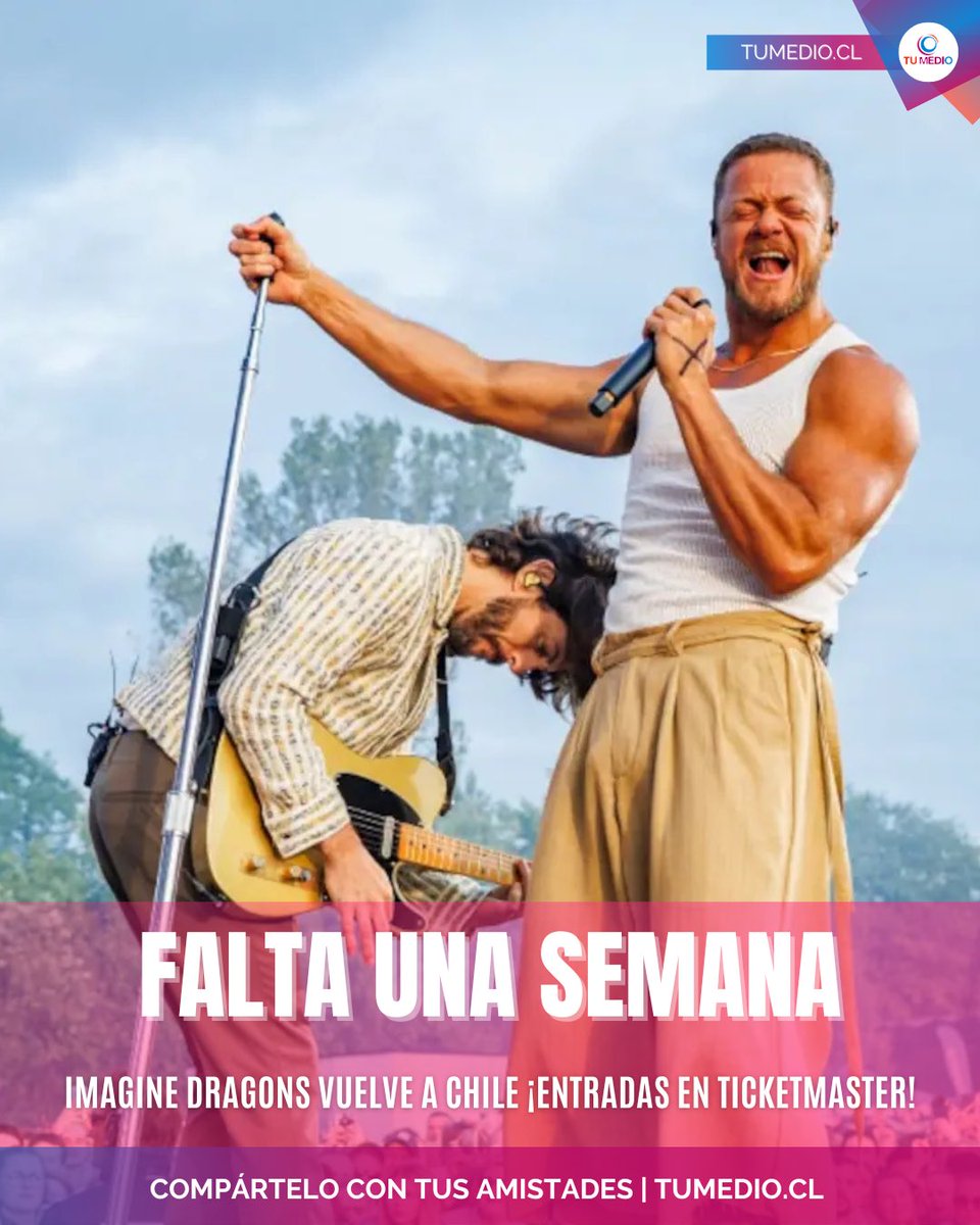 ⚡🔥🐉CHILE, ESTÁ LISTO PARA ENLOQUECER CON IMAGINE DRAGONS🐉🔥⚡ El reencuentro con el público nacional será el 21 de octubre en el Estadio Monumental 🎸💥

🎟️ ¡Últimas entradas en Ticketmaster!

#ImagineDragons #LOOMWorldTour #EstadioMonumental #MúsicaQueMueve #VíveloEnVivo