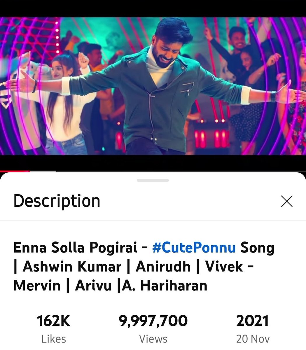 CutePonnu song from🥳 #Ashwinkumar's ESP is now streaming with 9 997 700 views. 
Likes: 162+k 💥🎊
10m loading......