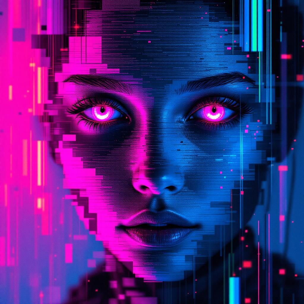 escapism_ai's tweet image. Glitch Portrait of an Emerging Consciousness