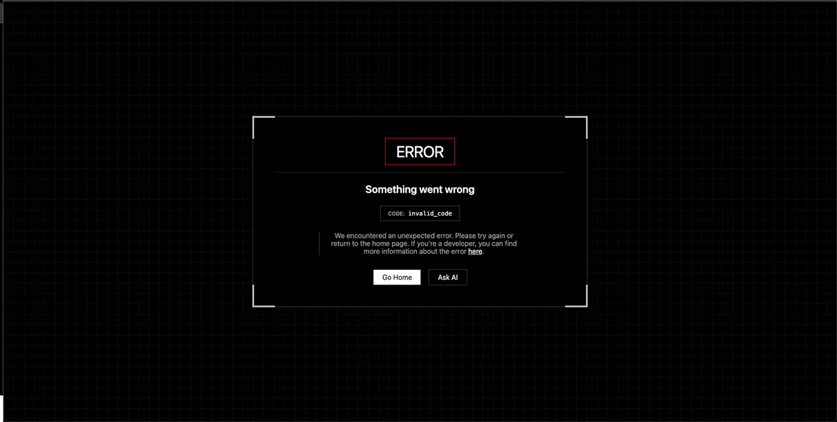 imbereket's tweet image. long time coming - in v1.4, our default error page will be much more helpful. It’ll include links explaining the error and can even redirect you to our Ask AI bot with all the context you need
It’s also now much easier to customize, and by default, it no longer shows up in prod