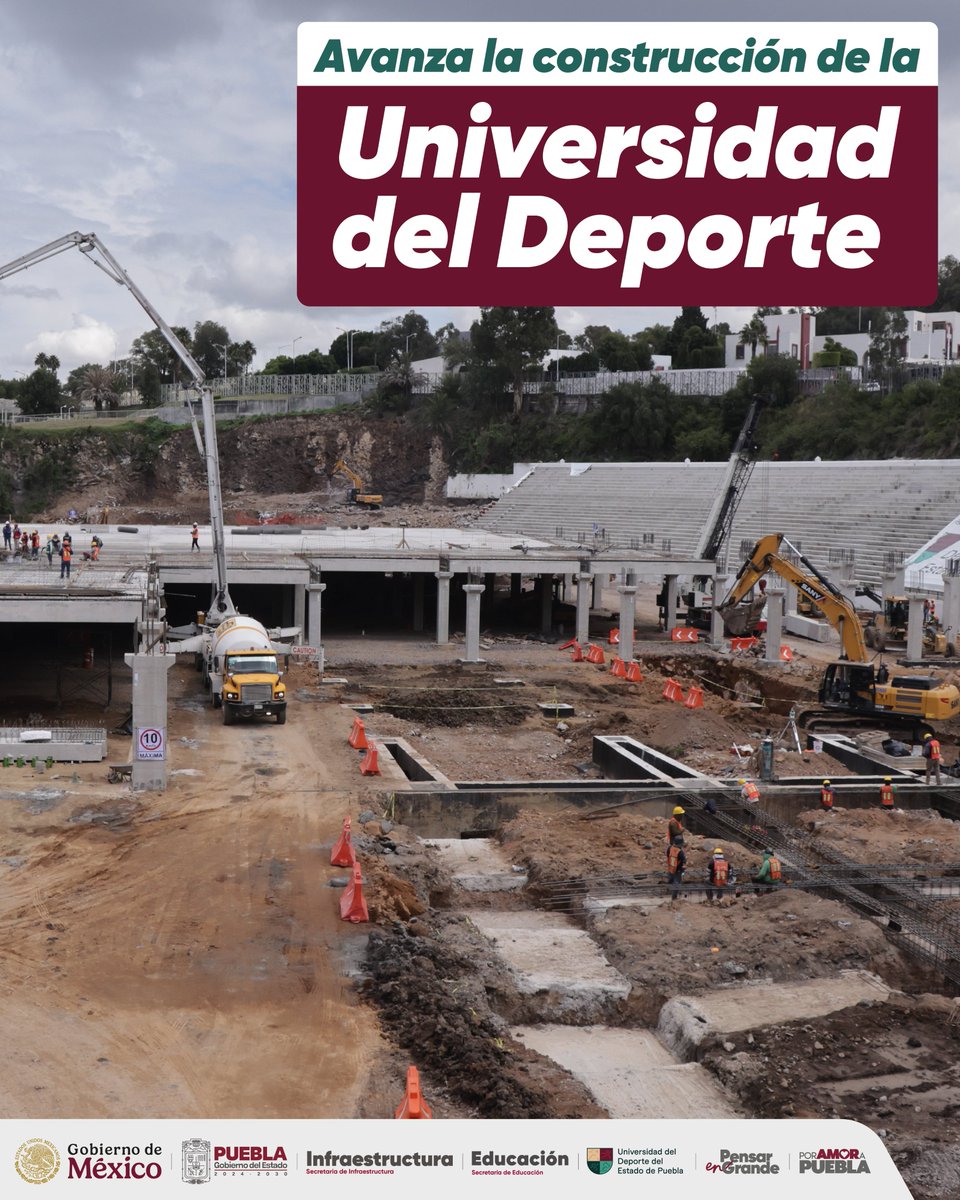 🏗️ Sigue avanzando la construcción de la 
<a href="/UDEP_Puebla/">Universidad del Deporte Puebla</a>, la nueva casa del talento deportivo de Puebla. 💪🇲🇽
Aquí se formarán las y los atletas de alto rendimiento 🏅 con un modelo educativo innovador, moderno y de clase mundial. 📚
<a href="/Gob_Puebla/">Gobierno de Puebla</a>  <a href="/InfraGobPue/">Secretaría de Infraestructura</a>
 #PensarEnGrande