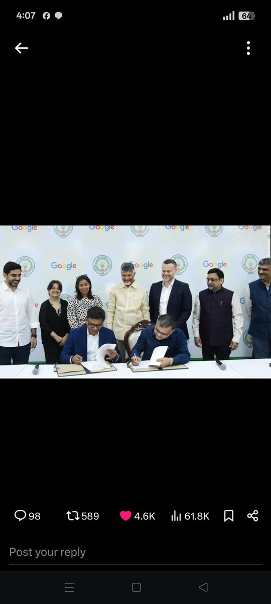 गूगल ने भारत में एक ऐतिहासिक निवेश की घोषणा की है 🇮🇳

अब आंध्र प्रदेश के विशाखापत्तनम में बनने जा रहा है भारत का सबसे बड़ा AI हब और डेटा सेंटर कैंपस.

💰 निवेश राशि: 15 बिलियन डॉलर (लगभग ₹1.25 लाख करोड़)
मकसद क्या है 
भारत को AI इनोवेशन क्लाउड टेक्नोलॉजी और डेटा इंफ्रास्ट्रक्चर