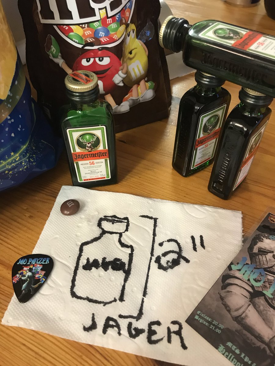 That time on tour when we were asked what booze we wanted.  We took a napkin and wrote down that we wanted one of those huge 2 foot Jagermeister bottles.