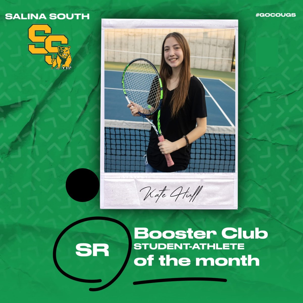 Congratulations to senior and state qualifier, Kate Hull, on being named one of the Salina South Student Athletes of the Month! We are so proud. 💚