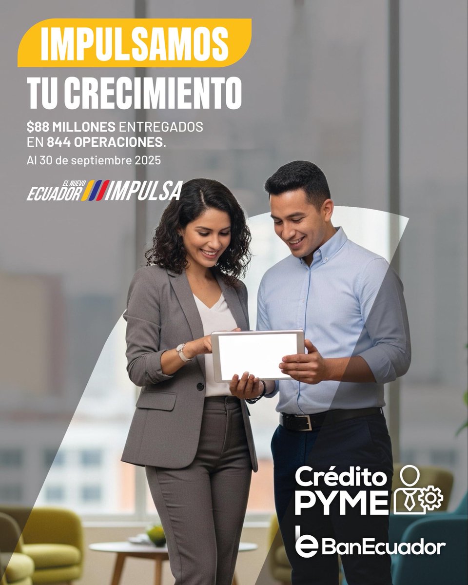 BanEcuadorBP's tweet image. ¡Impulsamos tus metas, fortalecemos al país! 🚀

⚡️| BanEcuador, aliado del crecimiento productivo. 

#ElNuevoEcuadorImpulsa #BanEcuador #pymes #BancaPublica