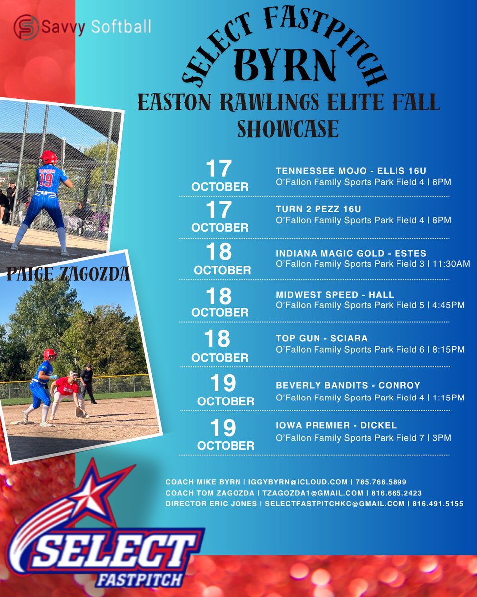 Paige Zagozda (@paigezagozda) on Twitter photo We are heading to St. Louis this weekend to combine with Select Fastpitch Byrn. I canβt wait!
<a href="/IggyByrn/">Michael Byrn</a>
<a href="/ejonesrockchalk/">Eric Jones - Select Fastpitch</a>
<a href="/Select16Zagozda/">Select FP 16's Zagozda</a>
<a href="/cnote1616/">βπ πππ β</a> We are heading to St. Louis this weekend to combine with Select Fastpitch Byrn. I canβt wait!
<a href="/IggyByrn/">Michael Byrn</a>
<a href="/ejonesrockchalk/">Eric Jones - Select Fastpitch</a>
<a href="/Select16Zagozda/">Select FP 16's Zagozda</a>
<a href="/cnote1616/">βπ πππ β</a>