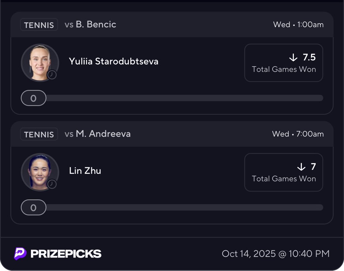🎾 3x wake n cash

WTA Ningbo 🇨🇳

🔗: prizepicks.onelink.me/gCQS/shareEntr…

bencic 2-0, andreeva 2-0

took a few days off but IM BACKKKKKK 

❤️ if tailing.

when this cashes you join discord. link in bio.

#PrizePicks #GamblingX #PlayerProps #tennis #ATP #WTA #HardCourt #TennisPicks