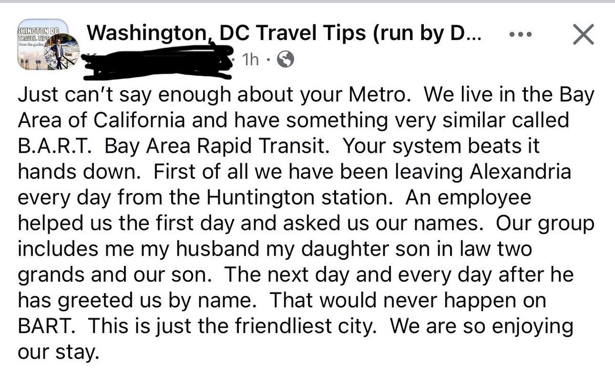 Ryan Musser (@musserryan) on Twitter photo Some <a href="/wmata/">Metro Forward</a> station manager is doing a hell of a job <a href="/wmataGM/">Randy Clarke</a>
(Side note: this Facebook page for DC tourists is just constantly full of praise for our city. People are constantly praising our residents, transit, offerings. I never see complaints about crime or anything else) Some <a href="/wmata/">Metro Forward</a> station manager is doing a hell of a job <a href="/wmataGM/">Randy Clarke</a>
(Side note: this Facebook page for DC tourists is just constantly full of praise for our city. People are constantly praising our residents, transit, offerings. I never see complaints about crime or anything else)