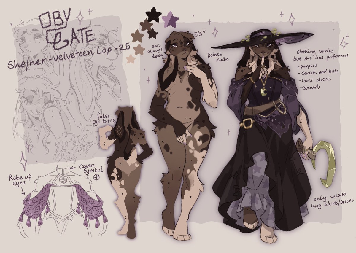 Oblivions_Gate's tweet image. It’s been long enough since my last reference sheet so the Bun has arrived for 2025! 🔮🌜✨