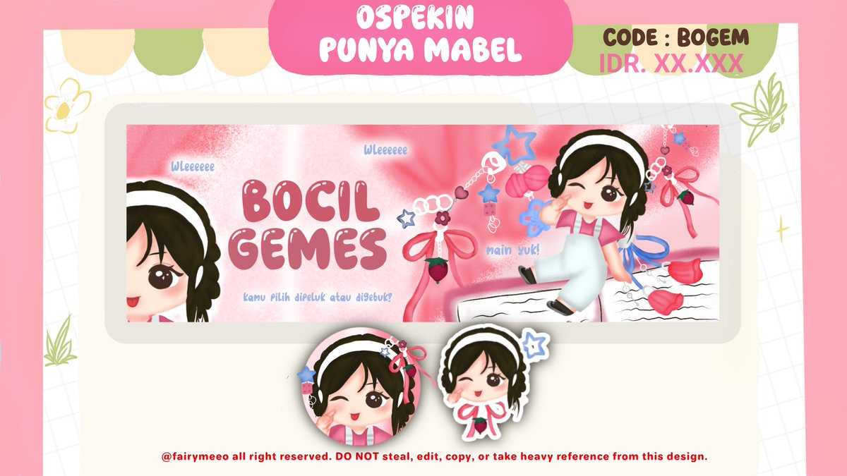 a repost would be appreciated!  

haloo, kenalan sama bocil baru aku yuk, si BOGEM! sekalian tolong bantu ospek layout ya teman timun! kalau semisal ada kesamaan sama leot BA lain boleh sung dm yapss ;---; samaa ini emm- aku minta saran harga juga, kira-kira cocoknya di berapa