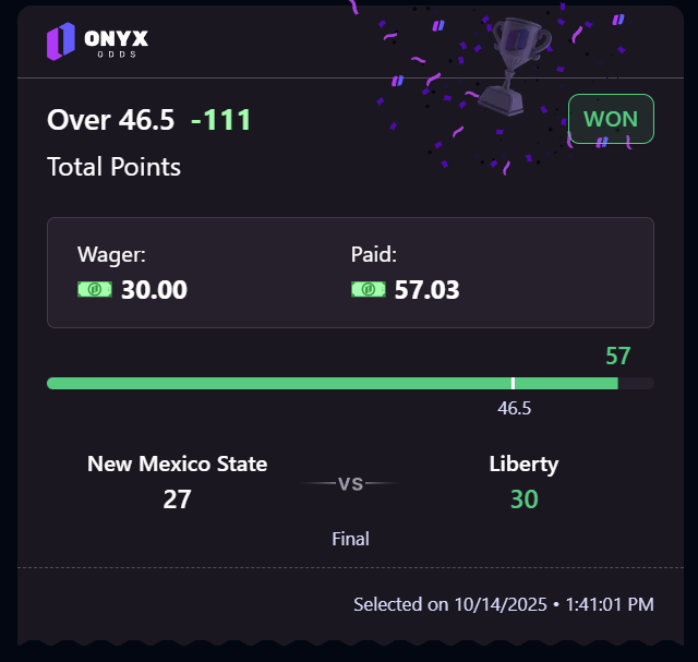 BANGGG!! Cash the ONYX play. Easy W here.

If you get ONYX w/ my link you can get $100 in free plays. A lot of my members put $25+ on this entry with their free credit.

Play $10, Get $100 (yes seriously)
click.onyx-tracking.com/track/d2e79206…