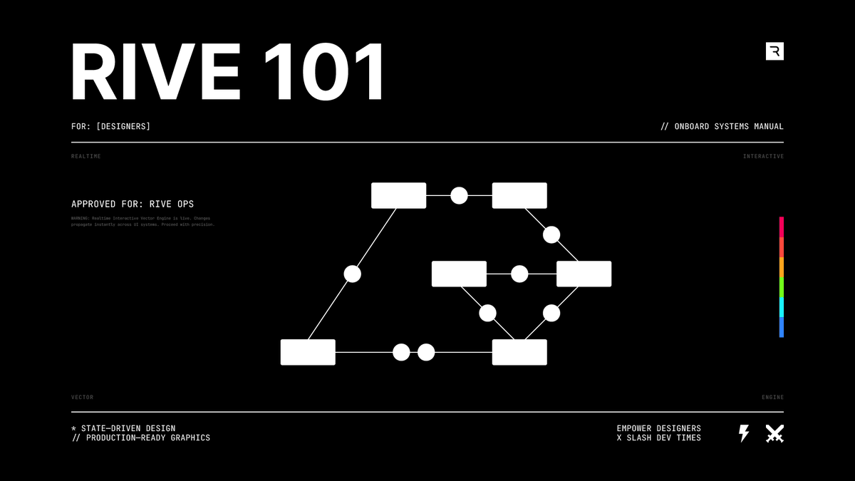Just realized last week marked 2 years at <a href="/rive_app/">Rive</a> 
Grateful to work w/ some of the most talented, smart, and genuine people around.

Been busy building some cool stuff I hope y'all get to see in the coming months.

In the meantime here's some unused Rive 101 frames I like ⚡️⚔️