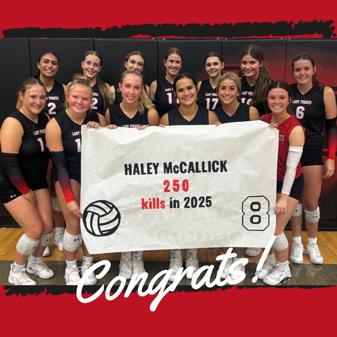 We had a blast celebrating our seniors! 🎉 All three teams pulled off great wins, and a huge congratulations to Haley for reaching 250 kills this season! 🏐🏴‍☠️❤️‍🔥 #piratefamily #bebold