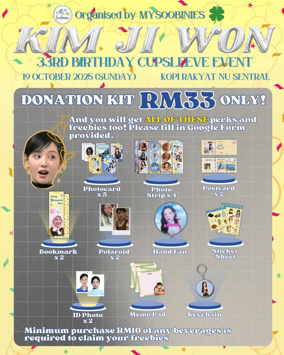 Soobinies_My's tweet photo. D-4 to Kim Ji Won's Birthday Cupsleeve Event-"Chapter 33".

Today is the last day for RSVP n Pre-Order the Donation Kit.

Don't forget to book yours.

https://t.co/UcTaMrE5YV

#KimJiWon #KimJiWon33Birthday #BirthdayCupsleeveEvent #HappyJiwonDay #Cupsleevemy #김지원 #Chapter33 https://t.co/FUCTKyLERC