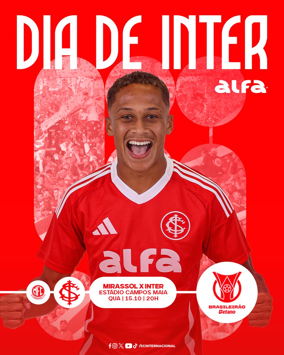 SCInternacional's tweet image. 𝐃𝐈𝐀 𝐃𝐄 𝐈𝐈𝐈𝐈𝐍𝐓𝐄𝐄𝐄𝐄𝐑! 🇦🇹💥🇦🇹💥🇦🇹💥🇦🇹💥

No estádio Maião, o Colorado volta a campo após a Data FIFA para encarar o Mirassol, a partir das 20h. VAMOS EM BUSCA DE ➕⿣ PONTOS! 👊🏾🔥

🔗 Aproveite o #DiaDeInter e jogue com responsabilidade na 
@alfabetbr, a