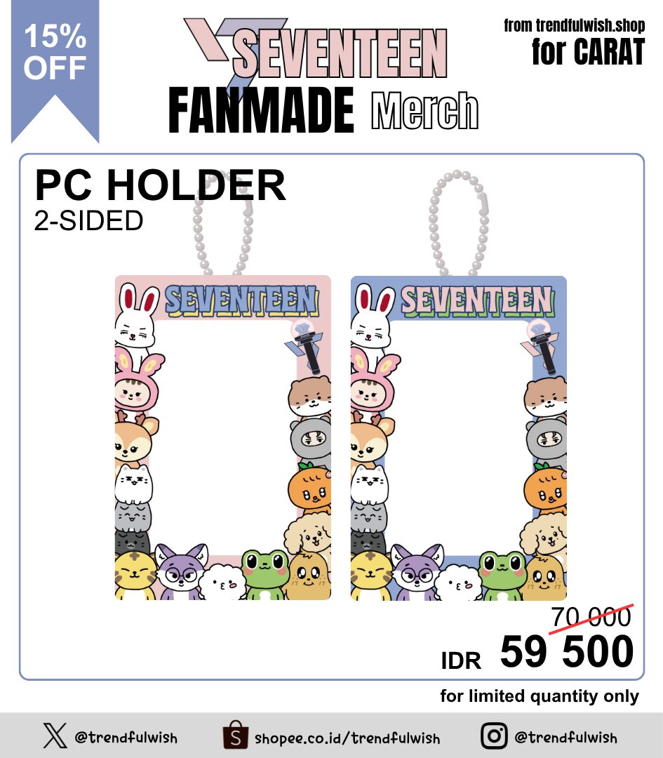 trendfulwish's tweet photo. [SALE!!!]
Dear #CARAT
Sedang ada diskon 15% untuk #SEVENTEEN #MINITEEN insipired cahol 2 sisi nih!
*for limited quantity only ☺️
Kindly check them out
https://t.co/RbSMpwUOme
Thank You!

#trendfulwish #forCARAT #SVTMerch #CARATMerch https://t.co/5y9TupRjhA