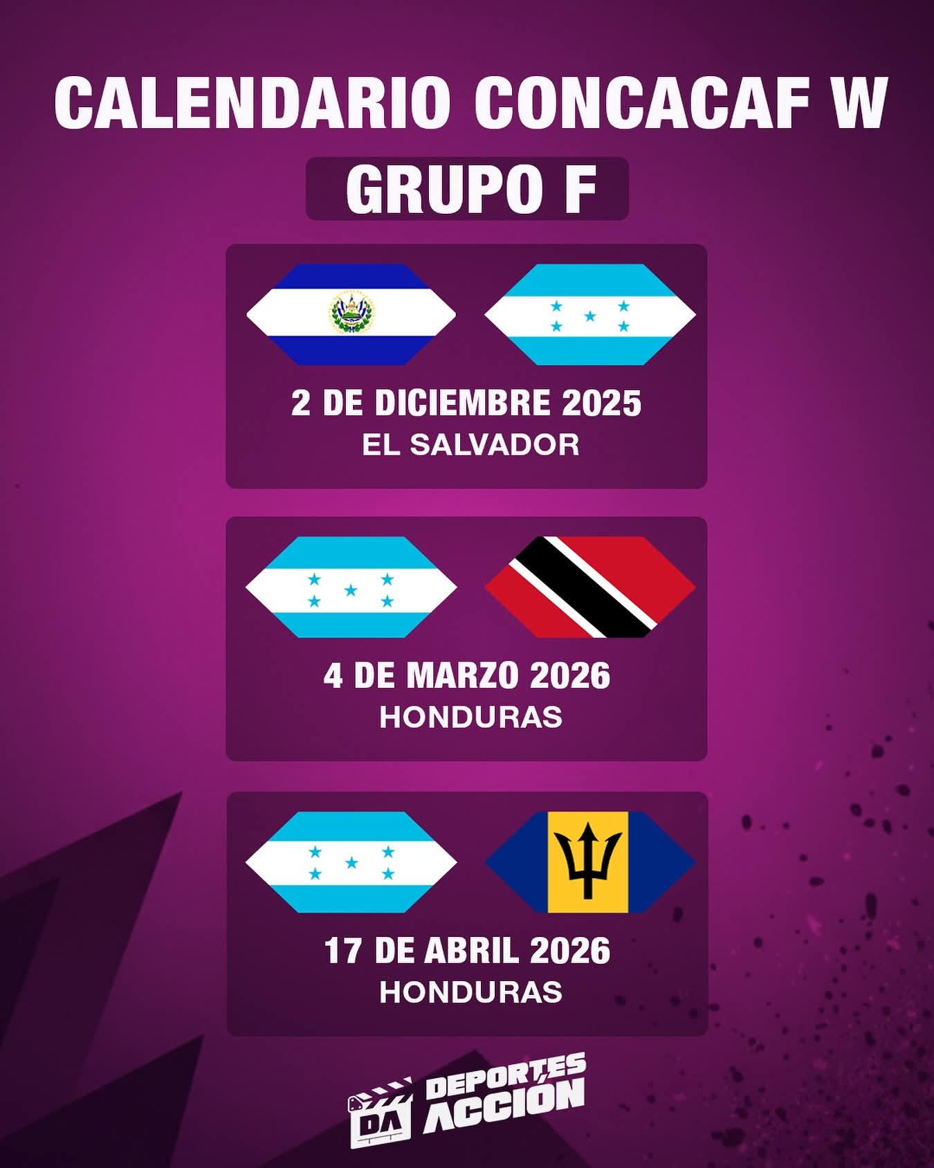 Deportes Acción on X: "🇭🇳 ¡Honduras lista para la Clasificatoria Concacaf W 2025/26! La selección femenina integra el Grupo F💪⚽ 🗓️Calendario: 🆚 El Salvador – 2 dic 2025 (San Salvador) 🆚 Trinidad