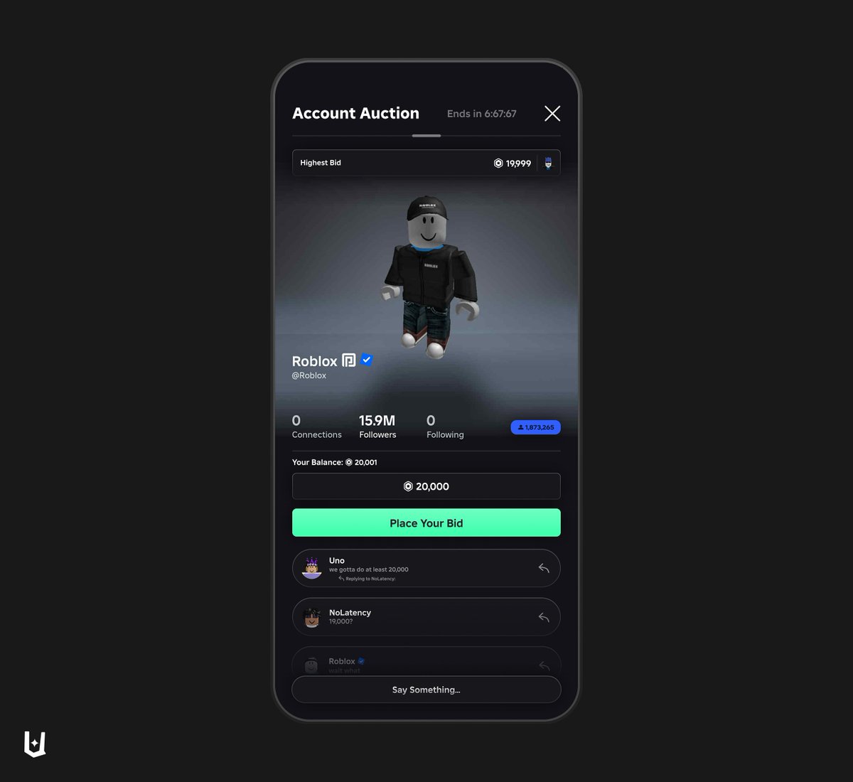 unouiux's tweet image. Roblox, but you can bid for accounts
#RobloxDev #RobloxUI