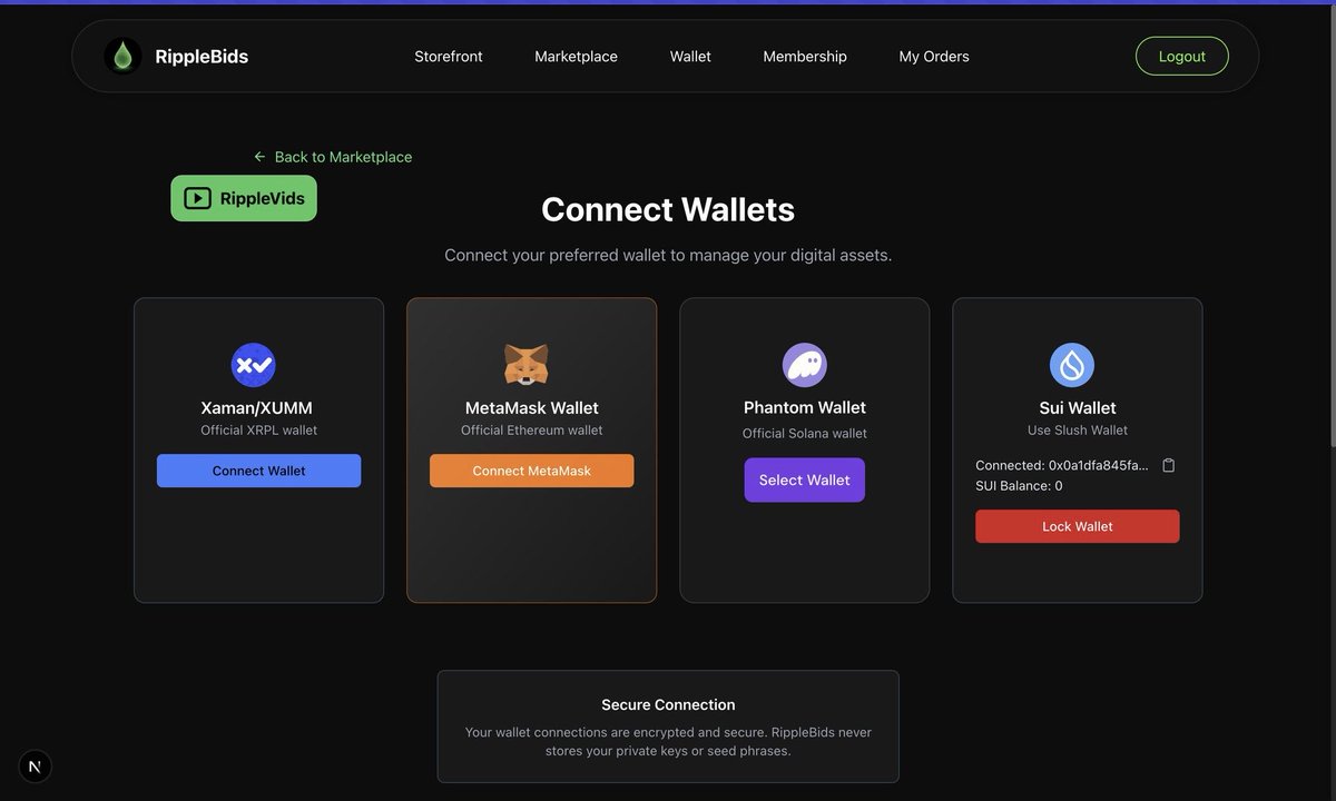 RiplicityInc's tweet photo. 🚀 RippleBids update:
our Sui self-custodial wallet is officially complete!
No more wallet connects true ownership, true security
Built directly into the RippleBids ecosystem
Next chain coming soon 👀
#Sui #RippleBids #XRPL #Crypto #DeFi #Builders https://t.co/mFLtAIZCfb