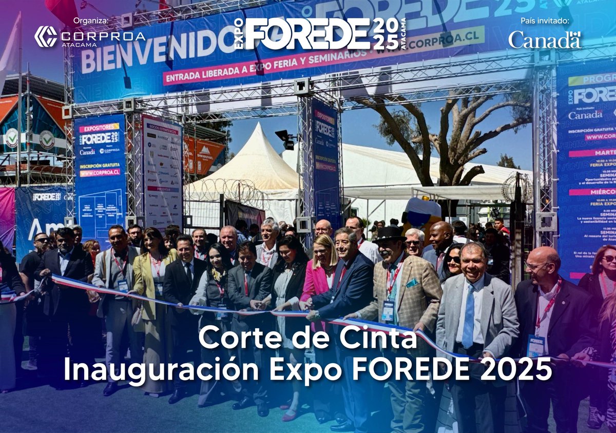 Con el tradicional corte de cinta, dimos inicio a Expo Feria FOREDE 2025, lugar en donde participan más de 250 empresas expositoras nacionales e internacionales.

#corproa #forede #expoforede #atacama