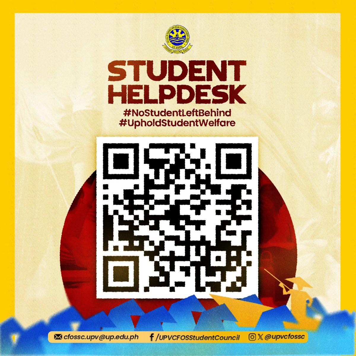 UPVCFOSSC's tweet image. 𝗦𝗧𝗨𝗗𝗘𝗡𝗧 𝗛𝗘𝗟𝗣𝗗𝗘𝗦𝗞- 𝗮𝘃𝗮𝗶𝗹𝗮𝗯𝗹𝗲 𝟮𝟰/𝟳
FORM: bit.ly/4gYPIw2

#NoStudentLeftBehind
#UpholdStudentWelfare
#UPVCFOSSC

web.facebook.com/share/p/1AgHiX…