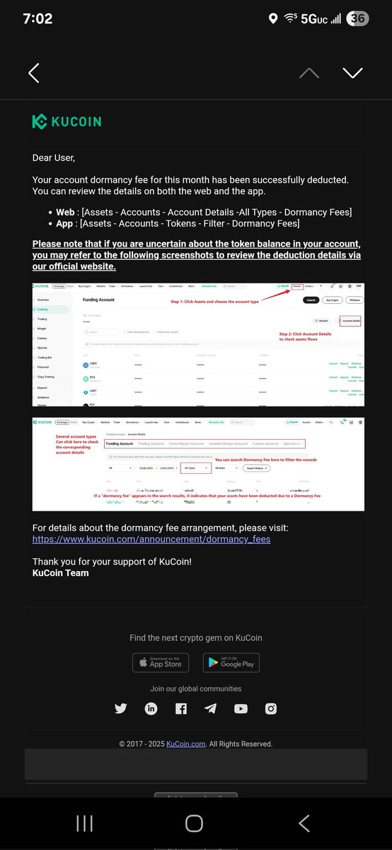 Hello <a href="/kucoincom/">KuCoin</a>, USA user here. Not able to access my account for some time now and receiving emails that I'm getting charged a "dormancy fee?" Care to help?