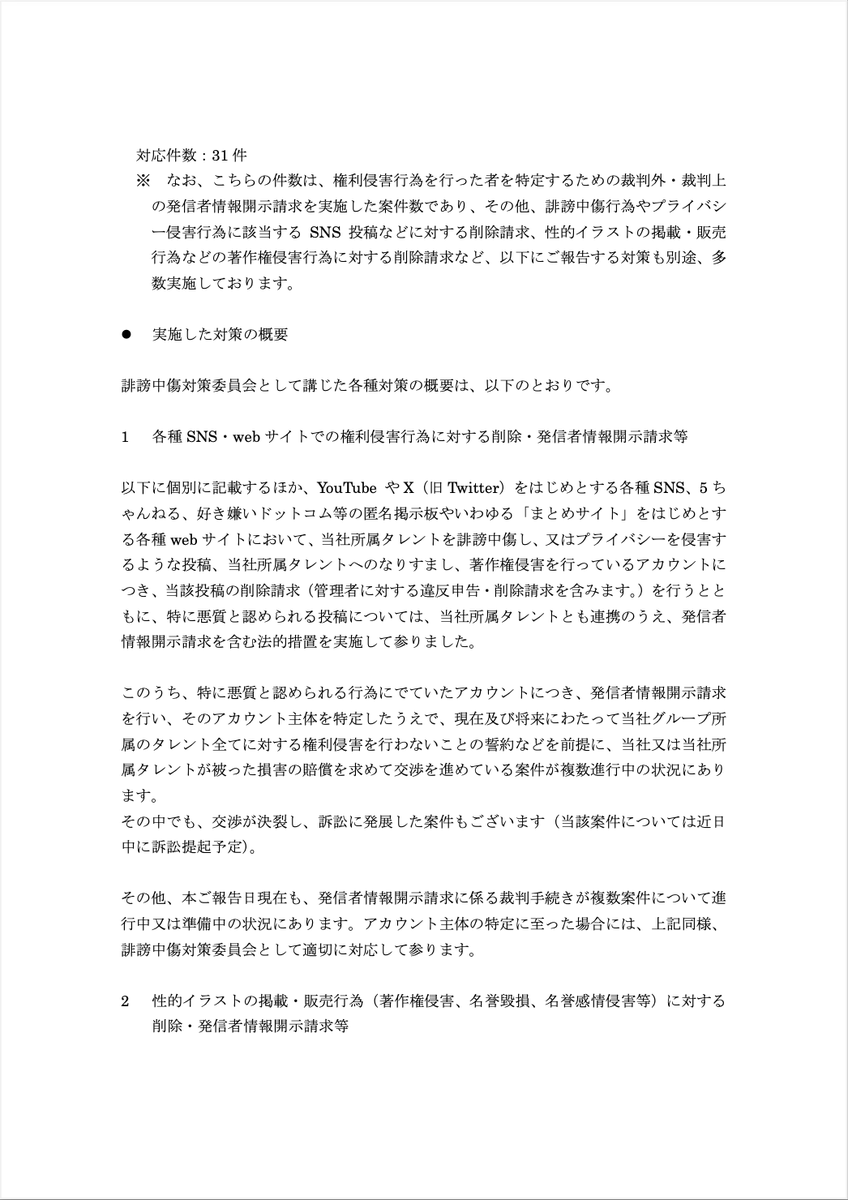 Vspo77's tweet photo. 「誹謗中傷対策委員会」活動報告(2025年10月) https://t.co/9ozCcCfDZG