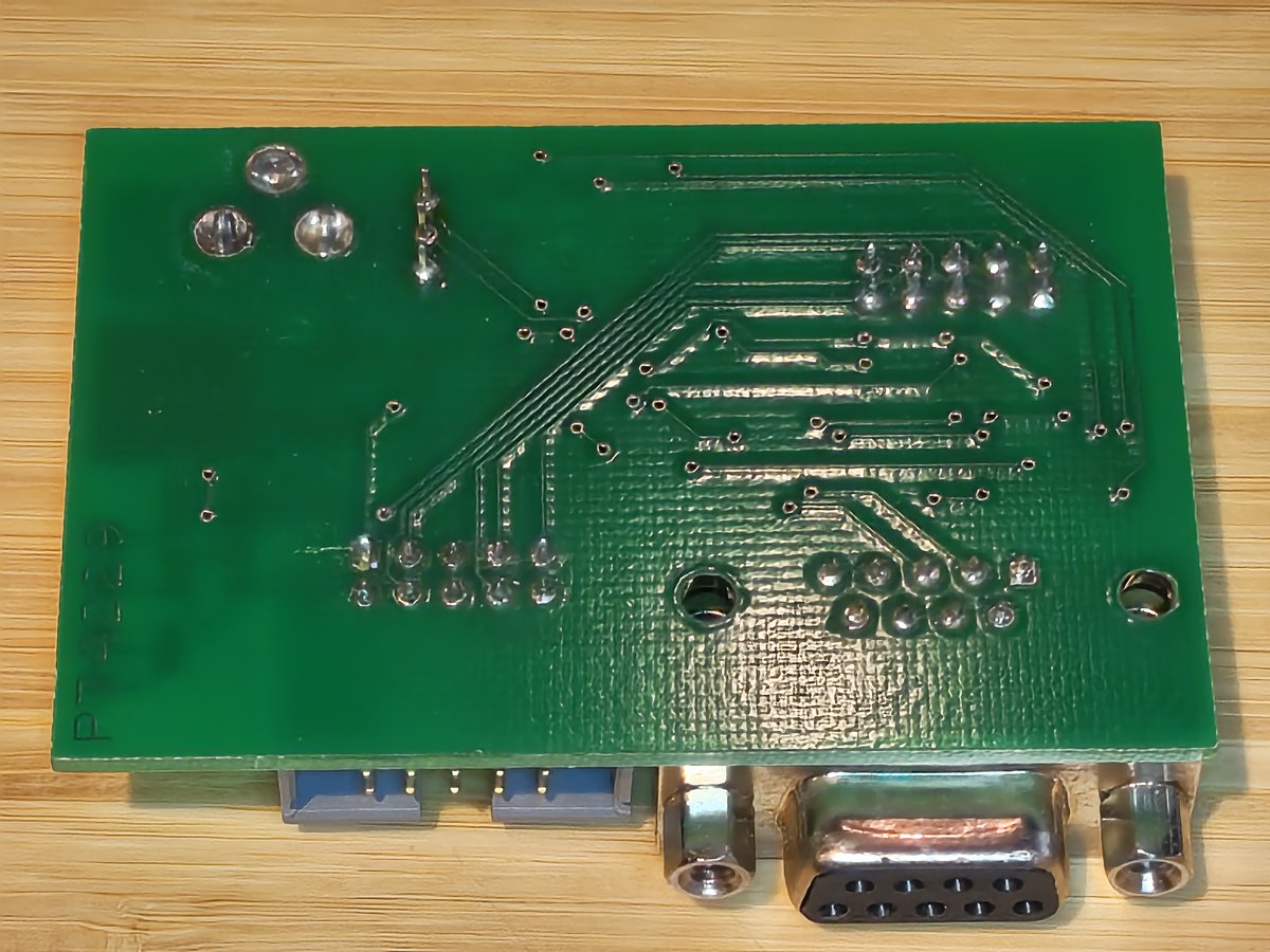 kethcode's tweet image. The first PCB I ever built. This was 2006, helping a grad student capture data from an olfactory sensing experiment. Just some SPDT switches and a MAX232A, so we could level shift and sniff. Hand built.