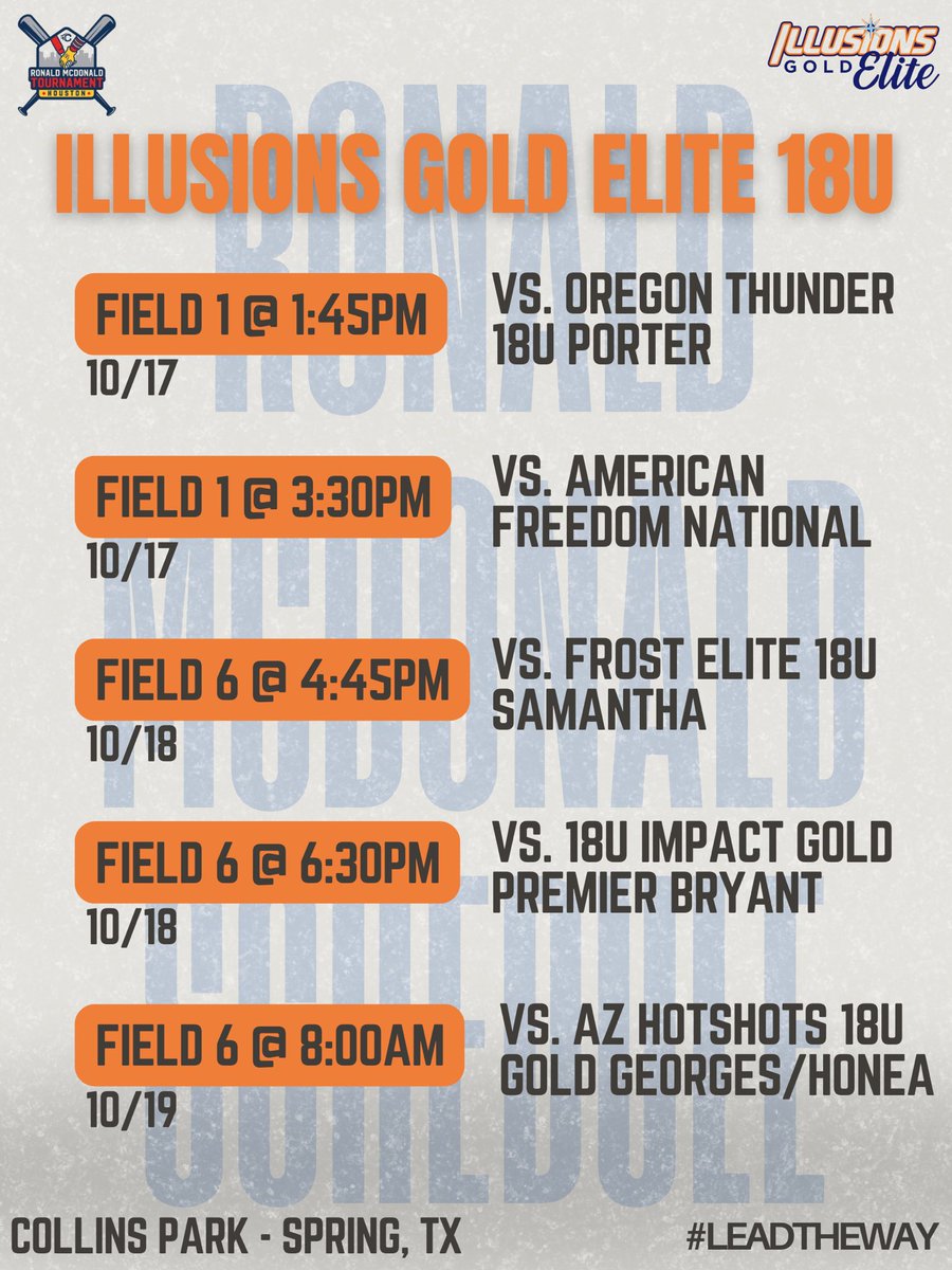 NEW SCHEDULE‼️Can’t wait to be back at Collins Park this weekend! 

<a href="/Coach_AVazquez/">Apdiel Vazquez</a> <a href="/CoachRonFrost/">Coach Ron</a> <a href="/SanJacSoftball/">San Jacinto College Softball</a> <a href="/nicole_pinney6/">Nicole Pinney</a> <a href="/nicholls_sb/">Nicholls Softball</a> <a href="/PearlRiverSB/">Pearl River Softball</a> <a href="/SanJacSoftball/">San Jacinto College Softball</a> <a href="/TVCCSoftball/">TVCC SOFTBALL</a> <a href="/LSASoftball/">LSA Softball</a> <a href="/SUsoftball_/">Southern University Softball</a>  <a href="/UTAMavsSB/">UTA Softball</a> <a href="/ig_plocheck/">Illusions Gold Elite 18U</a>