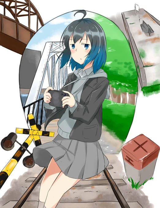 今まで歩いた廃線跡をモチーフにオリジナルで描いた 廃線ガール