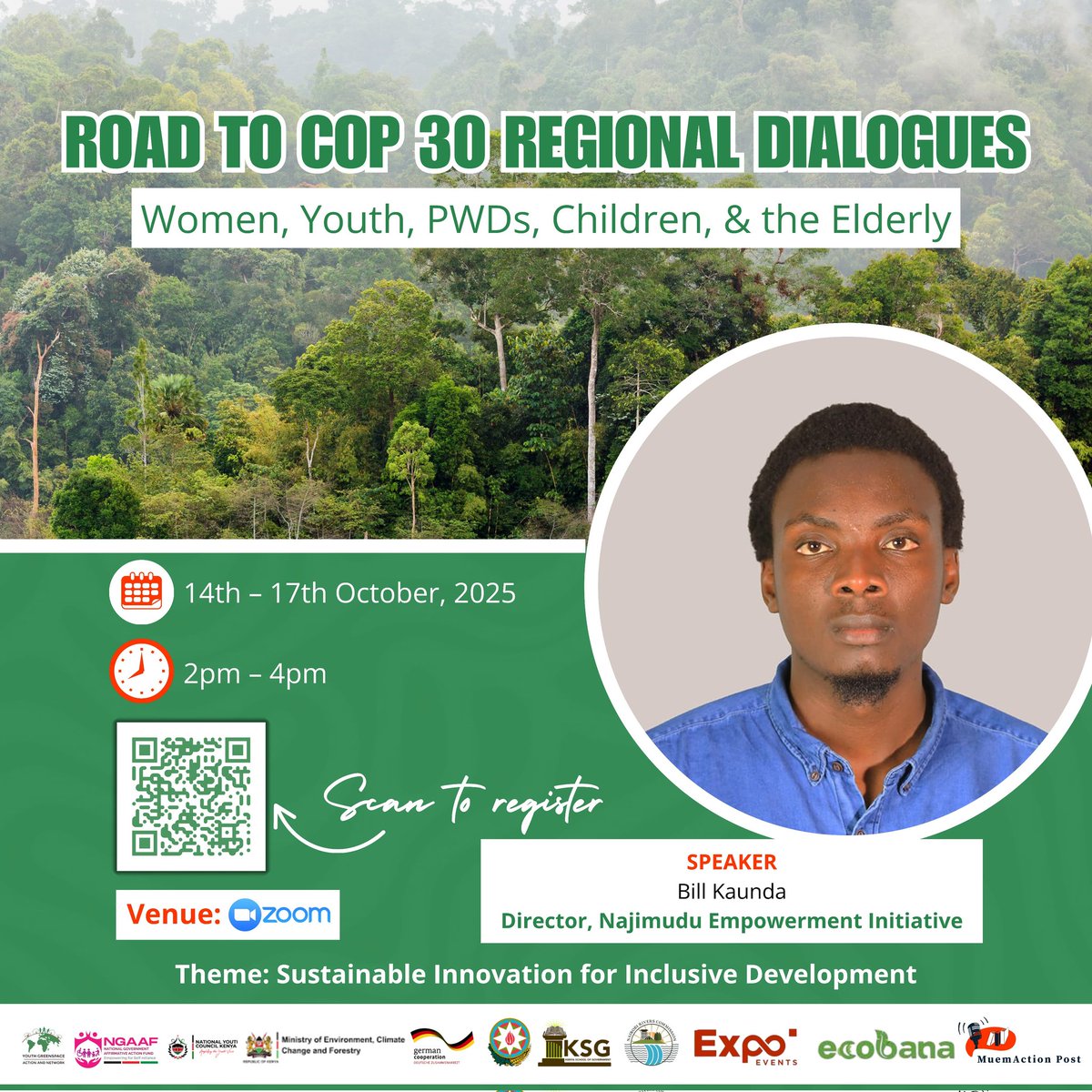 Bill Kaunda, the Director of Najimudu Empowerment Initiative, will be a speaker in the Road to COP30 Virtual Regional Dialogues starting today, from 2 PM to 4 PM daily until Friday.

Register to join and represent your area to decision-makers: shorturl.at/rvOY5
