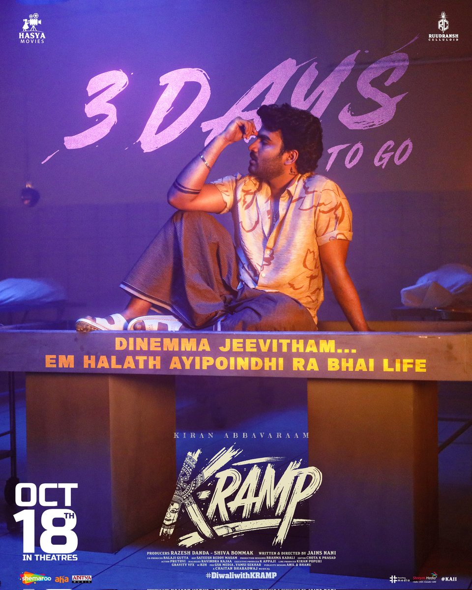 ProSreenuSuresh's tweet image. Kumar Abbavaram ki Money, Enjoyment tho paatu Problems kooda ekkuve 🤦♂️😆
3️⃣ DAYS TO GO to experience his frustration with #KRAMP 😉
— youtu.be/3dK_Qs_5Vv8
#DiwaliWithKRAMP - Heavy Entertainment In Theaters from OCTOBER 18th, 2025 🧨💥
